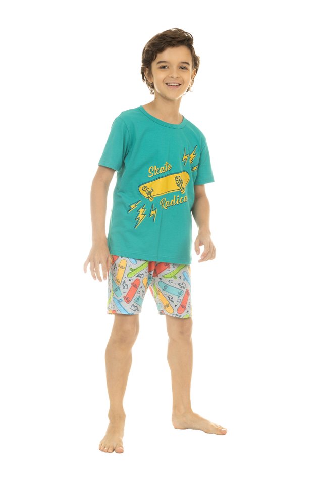 pijama de verao infaitil curto feminino masculino algodao peach touch 73