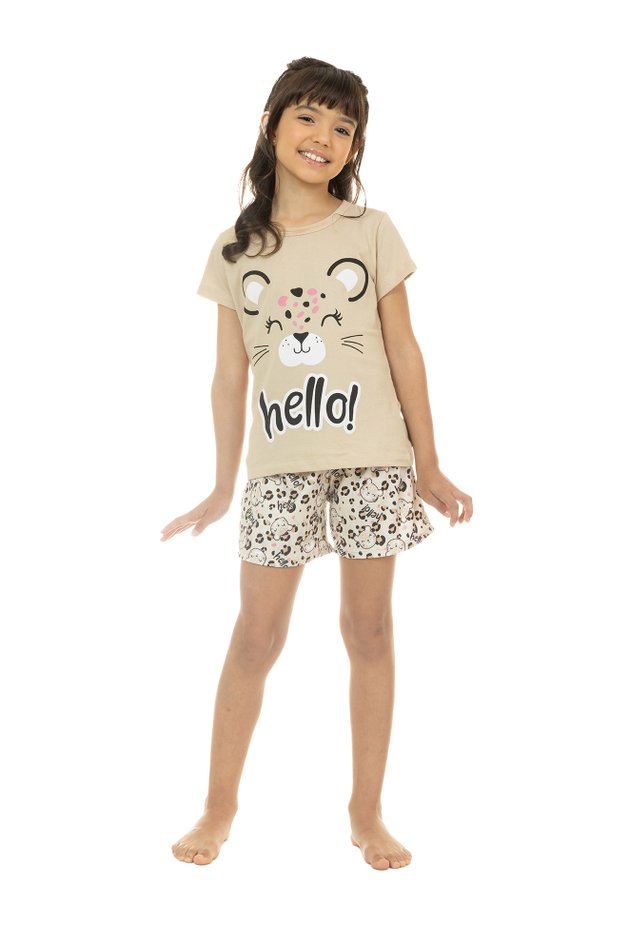 pijama de verao infaitil curto feminino masculino algodao peach touch 152