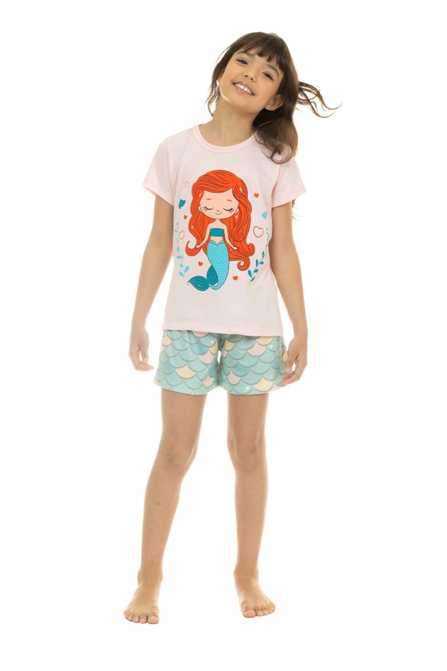 pijama de verao infaitil curto feminino masculino algodao peach touch 156