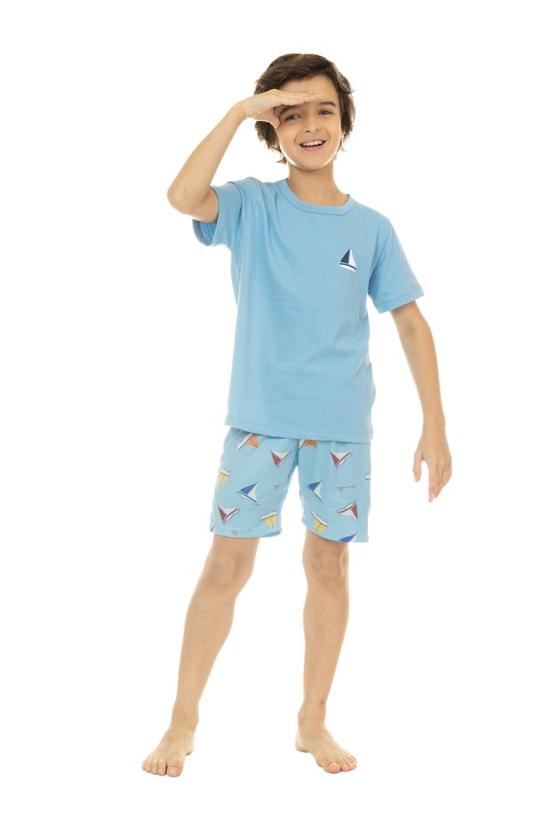 pijama de verao infaitil curto feminino masculino algodao peach touch 186